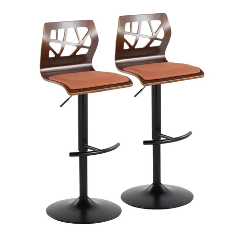 Folia - Adjustable Barstool (Set of 2) - Walnut Backrest & Black Base