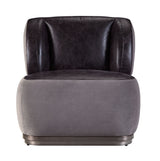 Decapree - Accent Chair - Antique Slate Top Grain Leather & Gray Velvet