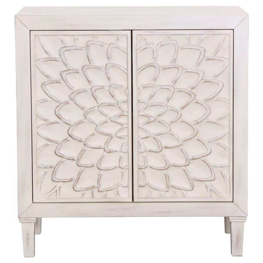 Clarkia - Accent Cabinet With Floral Carved Door - White