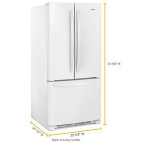 33" Wide French Door Refrigerator - 22 Cubic Feet - White