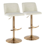 Toriano - Adjustable Barstool (Set of 2) - Gold Base