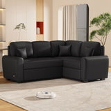 Sectional Sleeper Sofa With USB Charging Port And Plug Outlet, Pull-Out Sofa Bed With 3 Pillows, L-Shape Chaise For Living Room Small Apartment