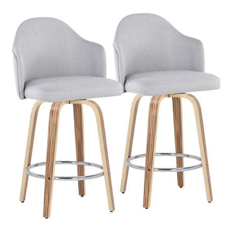 Ahoy - Fixed - Height Counter Stool - Zebra Wood Legs And Round Footrest (Set of 2)