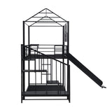 Twin Over Twin Metal Bunk Bed With Slide And Steps