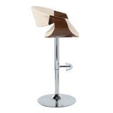 Symphony - Adjustable Barstool (Set of 2) - Chrome Base & Walnut Backrest