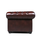 Traditional Tufted Leather Chesterfield Nailhead Chair - Brown