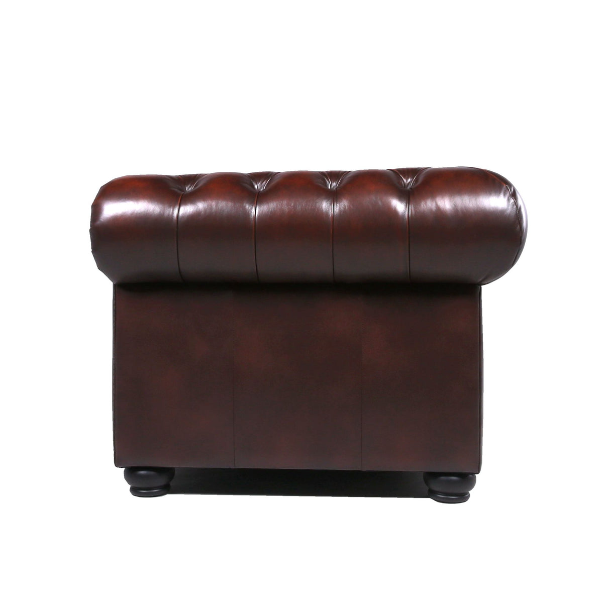 Traditional Tufted Leather Chesterfield Nailhead Chair - Brown