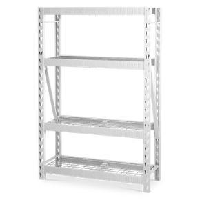 48" Wide Heavy Duty Rack With Four 18" Deep Shelves - Hammered White