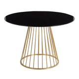 Canary - Dining Table - Gold Metal And Black Wood Top