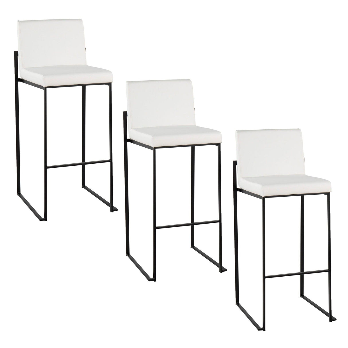 Fuji - High Back Barstool - Black Steel Legs