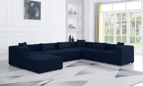 Cube - Modular Sectional 7 Piece - Navy - Fabric