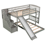 Twin Over Twin Stairway Bunk Bed With Two Drawers And Slide