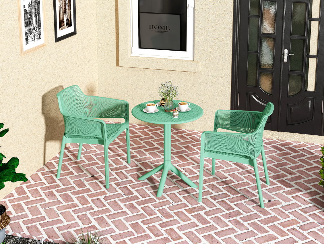 3 Piece Plastic Arm Chair Bistro Grs Premium Ocean Plastic