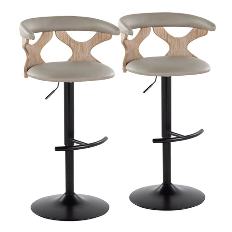 Gardenia - Adjustable Barstool (Set of 2) - Black Base & Brown Backrest