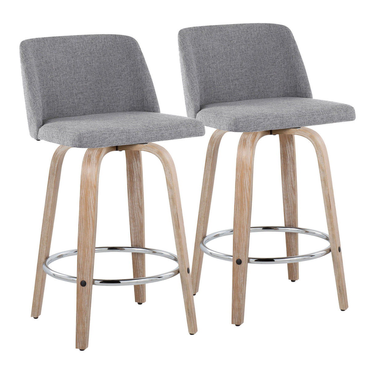 Toriano - Modern Design Fixed Height Counter Stool With Swivel With Round Footrest (Set of 2)