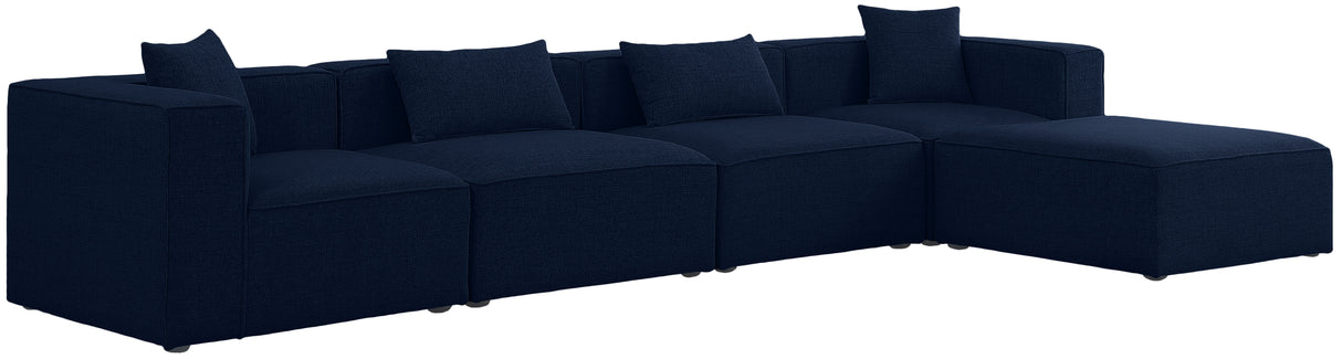 Cube - Modular Sectional 5 Piece - Navy - Fabric - Modern & Contemporary