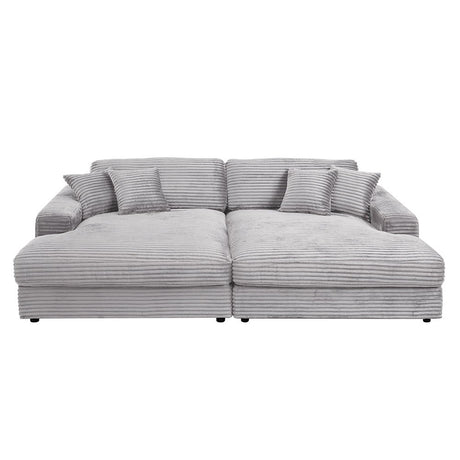 Hilde - Sectional Sofa With 4 Pillows - Gray