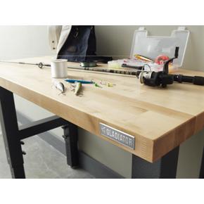 4' Adjustable Height Hardwood Workbench - Hammered Granite