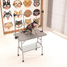 Folding Dog Pet Grooming Table Stainless Steel Frame Rubber Mat On Board With Adjustable Arm And Clamps Pet Dog Cat Grooming Table