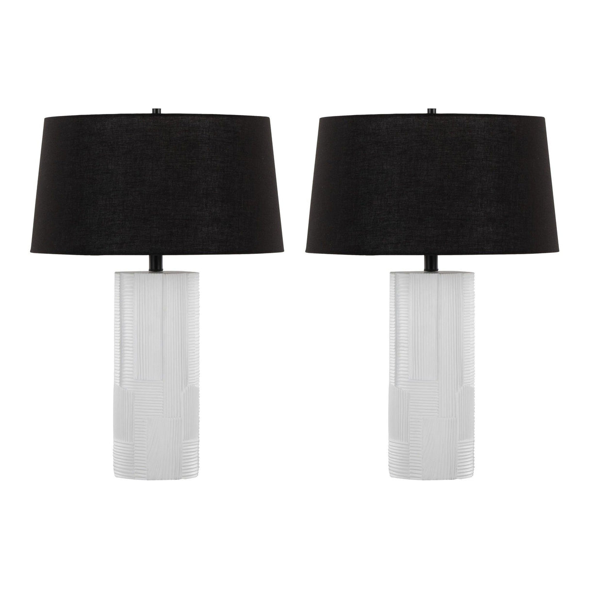 Petra - 26" Polyresin Table Lamp - Cream Polyresin And Black Metal With Black Linen Shade (Set of 2)