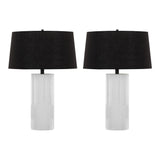 Petra - 26" Polyresin Table Lamp - Cream Polyresin And Black Metal With Black Linen Shade (Set of 2)