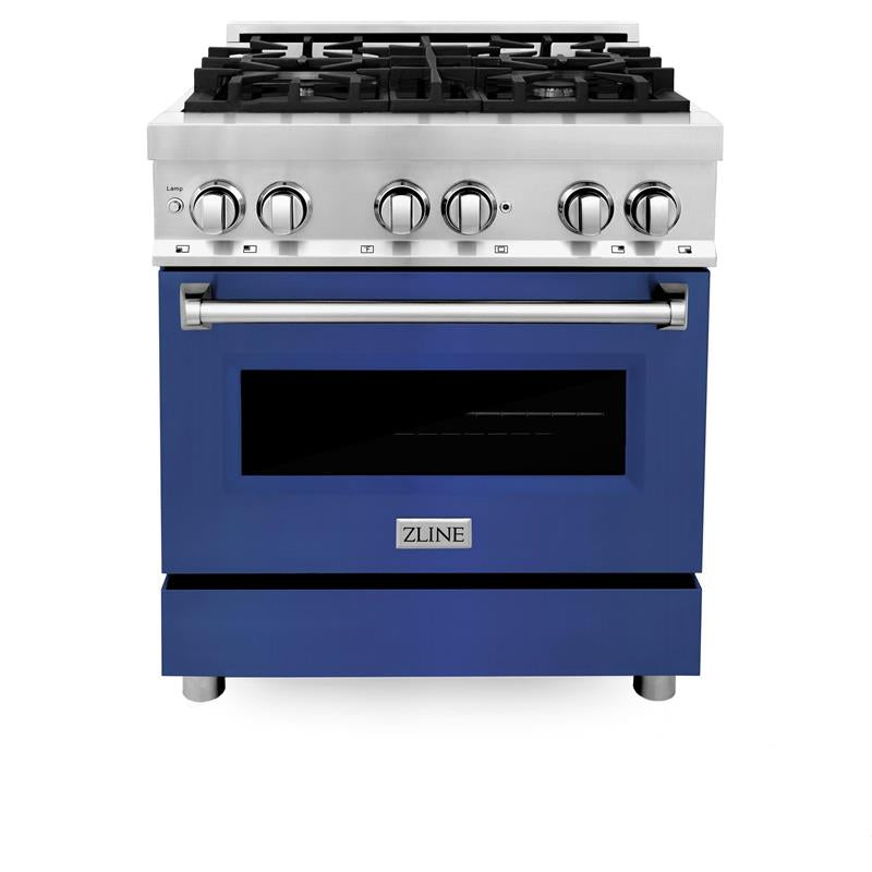 ZLINE 30 in. Dual Fuel Range with Gas Stove and Electric Oven in Stainless Steel (RA30) [Color: Blue Matte] - (RABM30)