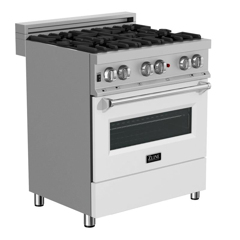 ZLINE 30 in. 4.0 cu. ft. Dual Fuel Range with Gas Stove and Electric Oven in All DuraSnow Stainless Steel with Color Door Options (RAS-SN-30) [Color: White Matte] - (RASWM30)