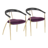 Vanessa - Chair - Gold Metal And Purple Velvet With Black Wood Accent (Set of 2)