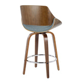 Fabrizzi - Mid Century Modern Fixed Height Counter Stool With Swivel With Round Footrest (Set of 2)