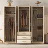 6 Doors Wooden Wardrobe Storage For Bedroom With Big Drawers