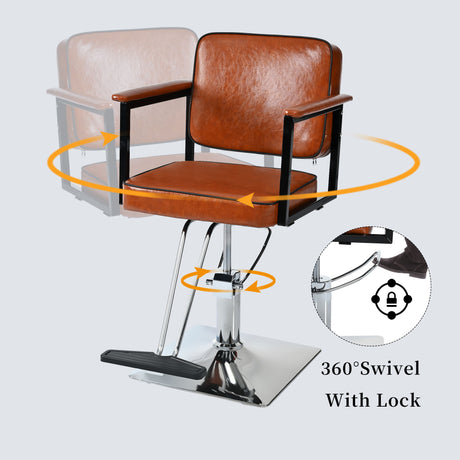 Classic Barber Chair, Styling Salon Chair With Hydraulic Pump Swivel Barber Chair, For Beauty Salon Spa Equipment - Brown