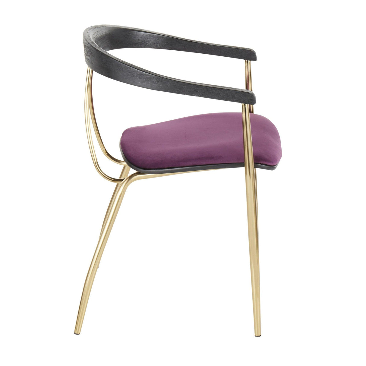 Vanessa - Chair - Gold Metal And Purple Velvet With Black Wood Accent (Set of 2)