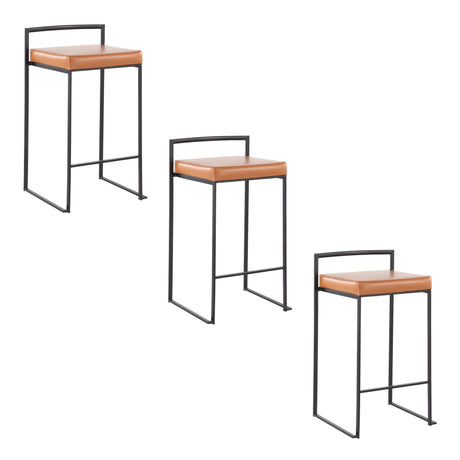 Fuji - Stackable Counter Stool With Cushion - Black Metal