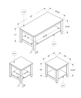 Table Set, Coffee, End, Side, Accent, Living Room, Transitional (Set of 3) - Espresso