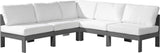 Nizuc - Outdoor Patio Modular Sectional 5 Piece - White - Fabric