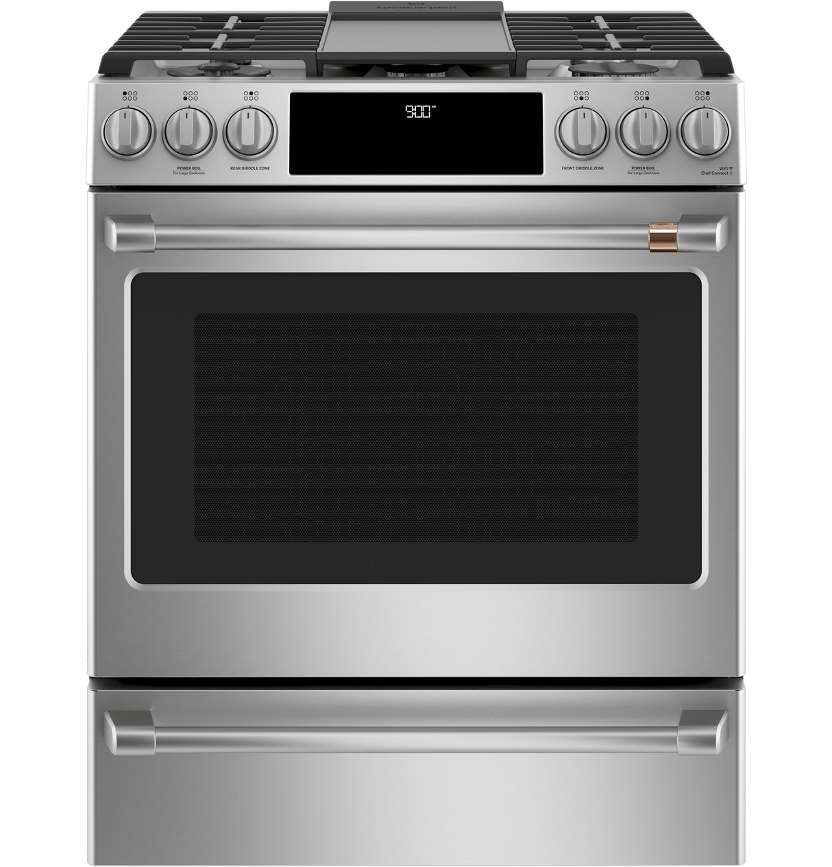 Caf(eback)(TM) 30" Smart Slide-In, Front-Control, Dual-Fuel Range with Warming Drawer - (C2S900P2MS1)