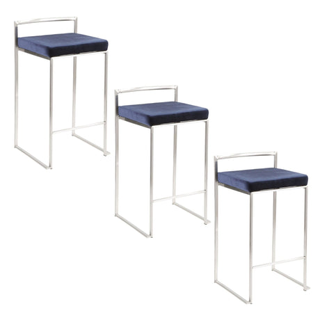 Fuji - Counter Stool Steel With Cushion - Stainless Steel