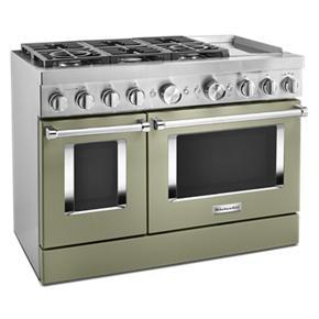 KitchenAid 48'' Smart Commercial-Style Dual Fuel Range With Griddle - Avocado Cream