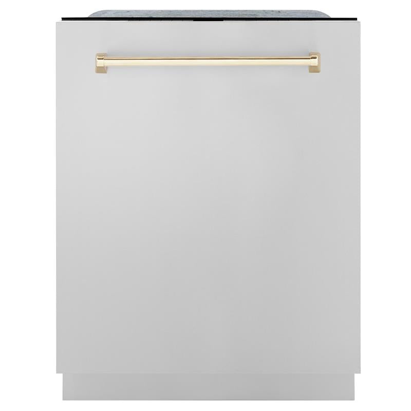 ZLINE Autograph Edition 24" 3rd Rack Top Touch Control Tall Tub Dishwasher in Stainless Steel with Accent Handle, 45dBa (DWMTZ-304-24) [Color: Gold] - (DWMTZ30424G)