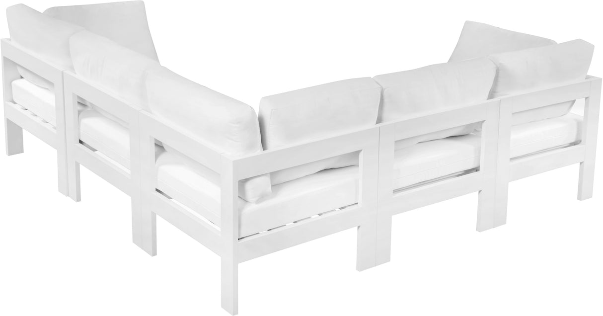 Nizuc - Outdoor Patio Modular Sectional 5 Piece - White - Metal