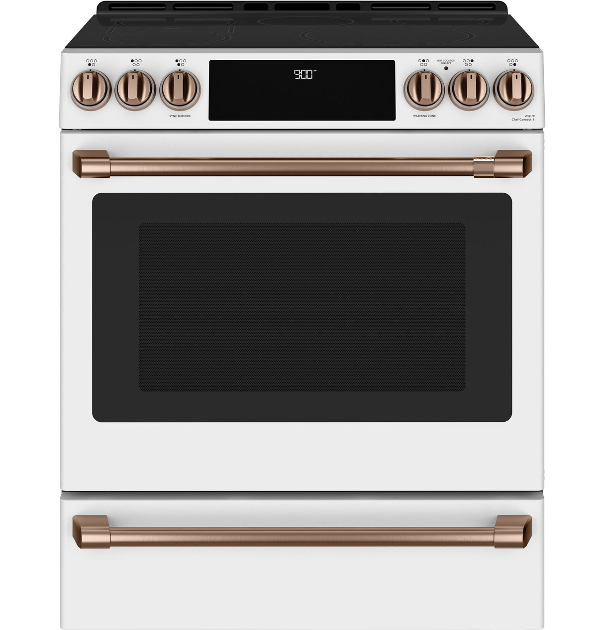 Caf(eback)(TM) 30" Smart Slide-In, Front-Control, Induction and Convection Range with Warming Drawer - (CHS900P4MW2)