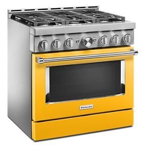 KitchenAid 36'' Smart Commercial-Style Gas Range With 6 Burners - Yellow Pepper