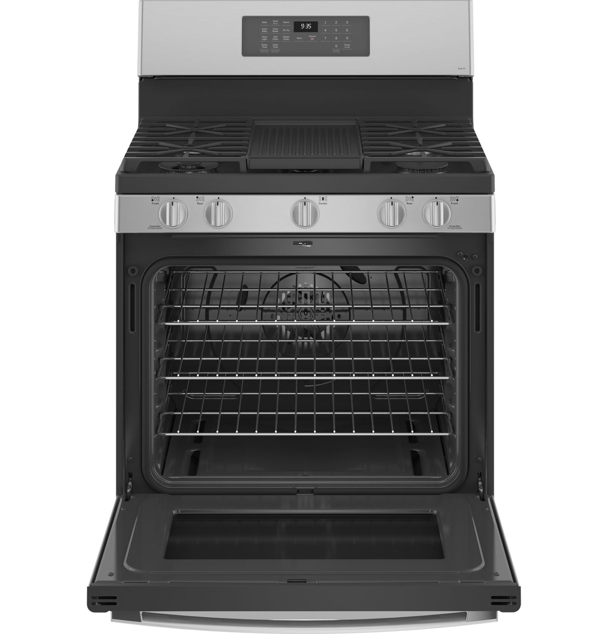 GE Profile(TM) Smart 30" Free-Standing Self Clean Gas Fingerprint Resistant Range with No Preheat Air Fry - (PGB935YPFS)