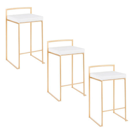 Fuji - Counter Stool With Cushion - Gold Legs