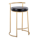 Round Fuji - 26" Fixed-Height Counter Stool (Set of 2) - Gold Base