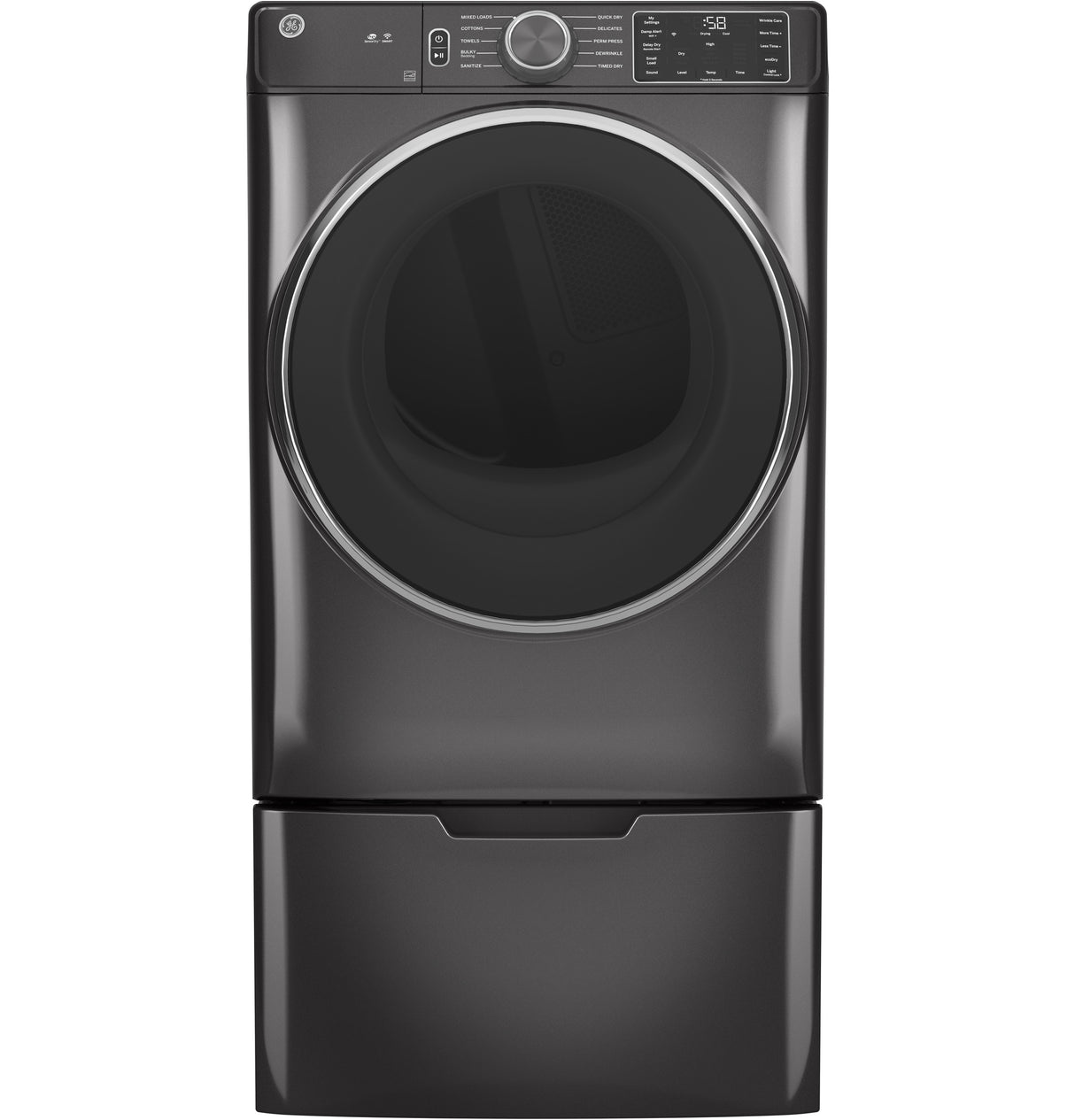 GE(R) ENERGY STAR(R) 7.8 cu. ft. Capacity Smart Front Load Electric Dryer with Sanitize Cycle - (GFD55ESPNDG)