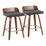 Maya - 26" Fixed-Height Counter Stool (Set of 2) - Walnut & Silver Base