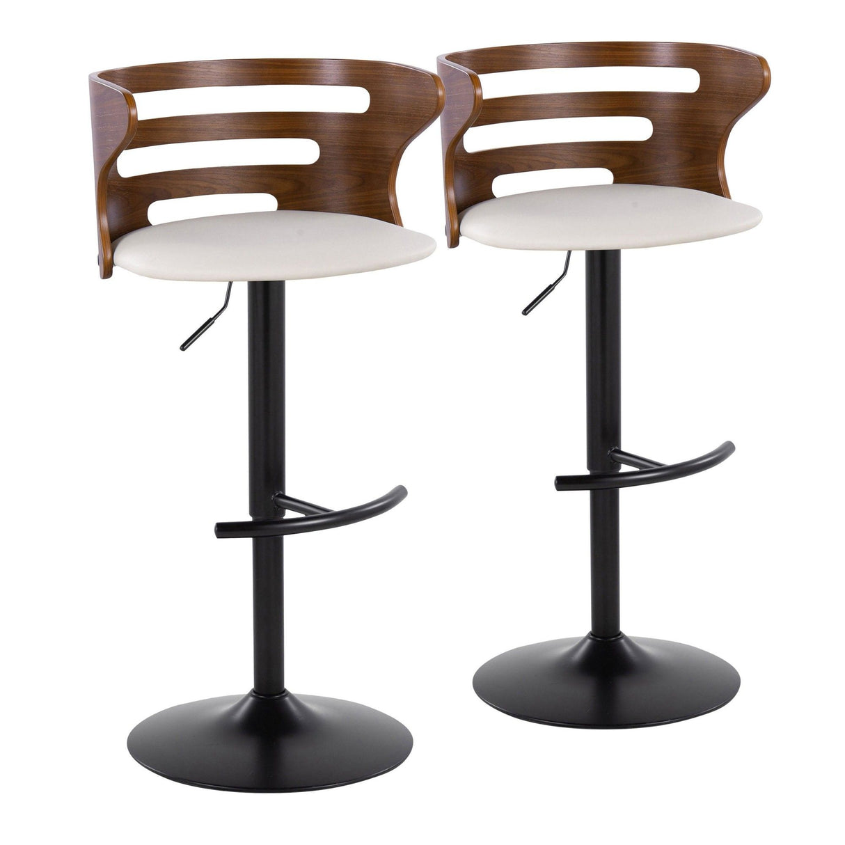 Cosi - Adjustable Barstool (Set of 2) - Black Base, Walnut Backrest