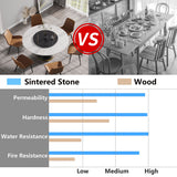 Modern Artificial Stone Round Carbon Steel Base Dining Table, Artificial Stone Turntable