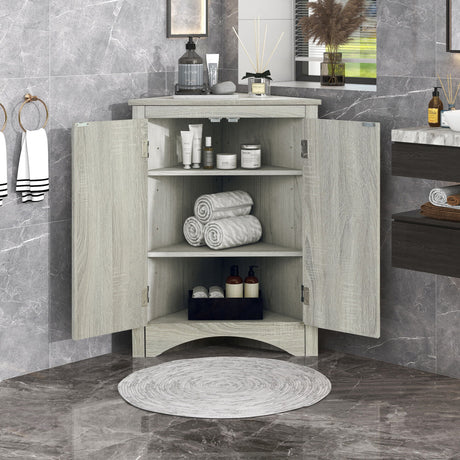 Triangle Bathroom Storage Cabinet With Adjustable Shelves, Freestanding Floor Cabinet For Home Kitchen